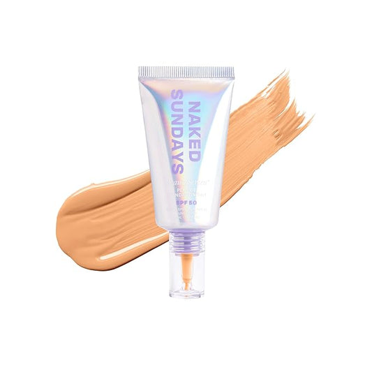 Naked Sundays BeautyScreen™ SPF 50 Mineral Peptide Foundation Tint 2-in-1 Skin Tint & Mineral Sunscreen- Radiant, Buildable Coverage, Acne-Safe (3.5 Light Medium Cool, 1.01 Fl Oz)-VivaGrace Women