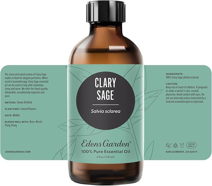 Edens Garden Clary Sage Essential Oil- 100% Pure Premium Grade, Undiluted, Natural, Therapeutic, Aromatherapy, The Best for Diffuser, Skin, Humidifiers, Kid Safe 118 ml (4 fl oz)-VivaGrace Women