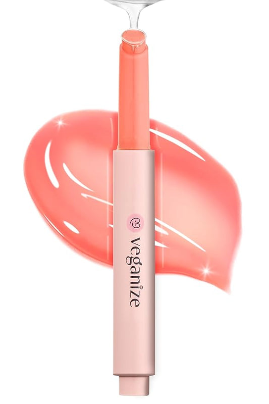 Veganize Collagen Lip Glass Balm | Hydrating Lip Balm in 9 Vibrant Colors | Moisturizing Lip Care Infused with Collagen Jelly Magic | No Animal Trial Lip Balm 0.06 oz (N0. 4 Light Peach)-VivaGrace Women