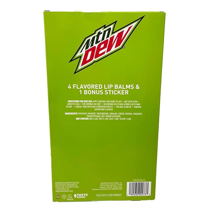 Mountain Dew Flavored Lip Balm 5-Piece Vending Machine Pack, Green, 5 Piece Set-VivaGrace Women