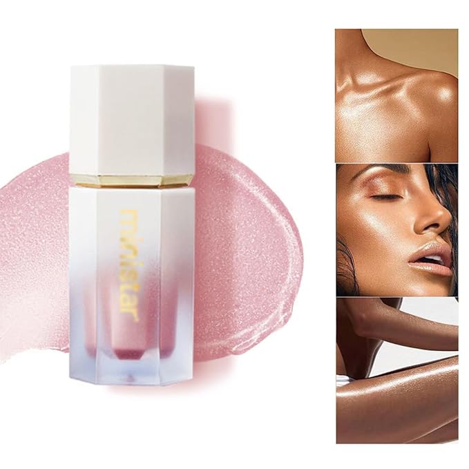 Liquid Highlighter Makeup, Long Lasting Liquid Luminizer for Glowing Skin Waterproof Smooth Glitter Highlight Face Illuminator Cream Contour Stick Body Shimmer Liquid Bronzer(#03 ROSE GOLD)-VivaGrace Women