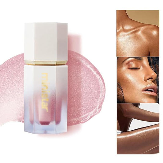 Liquid Highlighter Makeup, Long Lasting Liquid Luminizer for Glowing Skin Waterproof Smooth Glitter Highlight Face Illuminator Cream Contour Stick Body Shimmer Liquid Bronzer(#03 ROSE GOLD)-VivaGrace Women
