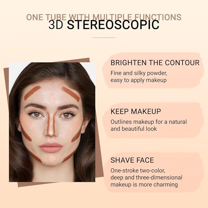evpct 2In1 Cream Contour Stick Contouring Concealer Sticks Makeup Face Cream Kit for Beginners Creamy Contour and Highlight Stick contorno base de maquillaje para mujer en oferta 03 Natural & Coffee-VivaGrace Women