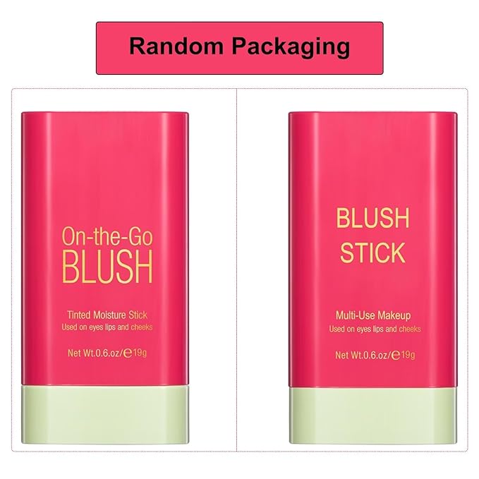 Multi-Use Makeup Blush Stick,Beauty Solid Moisturizer Stick,Waterproof Natural Nude Makeup,Tinted Solid Moisturizer Stick for Eyes Lips Cheek(2#Hot Red)-VivaGrace Women
