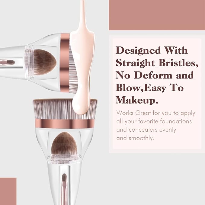 Makeup Brushes, Daubigny Perfect 3IN1 Makeup Brush for Face Blush Liquid Powder Foundation Brush for Blending Liquid, Cream or Flawless Powder Cosmetics with Great Gift Case-VivaGrace Women