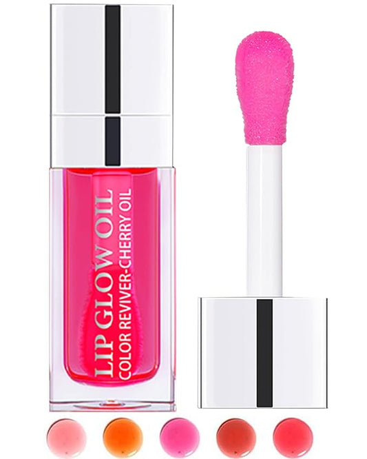Plumping Lip Glow Oil,Hydrating Tinted Lip Oil Gloss,Transparent Toot Lip Oil Lipgloss,Long Lasting Moisturizing Glow Reviver Lip Care Oil,Glossier Lip Tint Stain Lipstain,Gift for Women(#015 Cherry)-VivaGrace Women