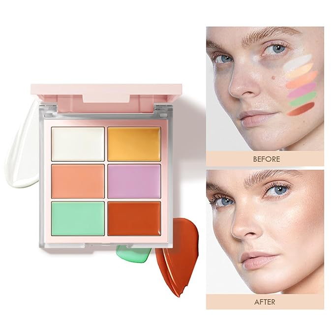 MAEPEOR Face Conceal Contour Palette 6 Colors Full Coverage and Lightweight Concealer Contour Palette Waterproof Long Lasting Contour Palette (Color 01)-VivaGrace Women