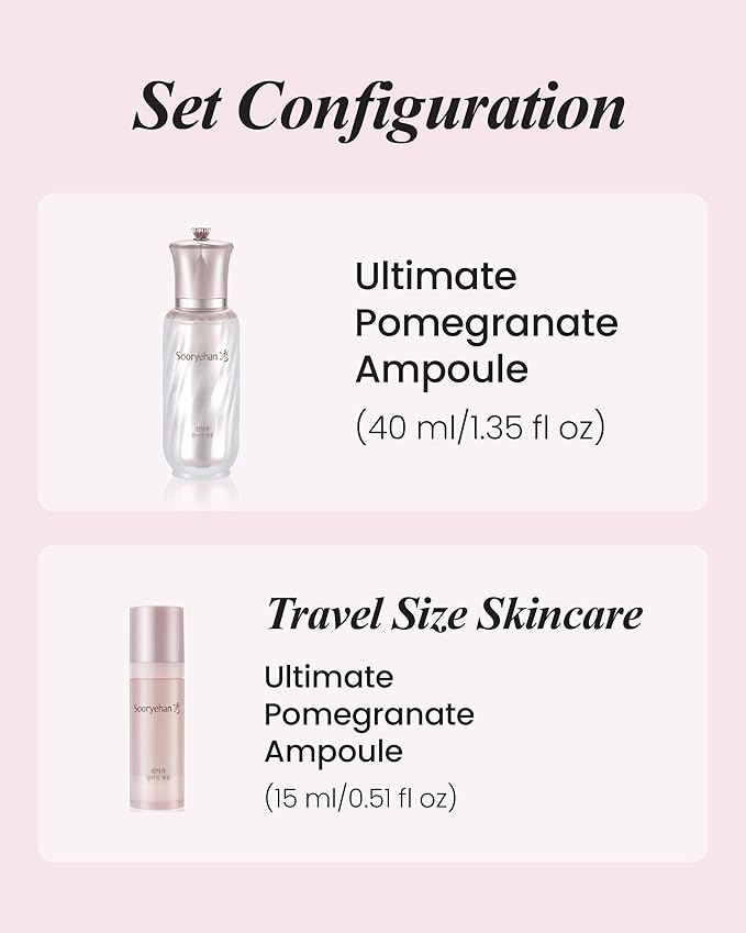 Sooryehan Ultimate Pomegranate (Ampoule Set, 1.9fl oz) - Skin Elasticity, Reduced Wrinkles & Skin Tone Improvement, Elastin, Vitamin C, Adenosine & Niacinamide-VivaGrace Women