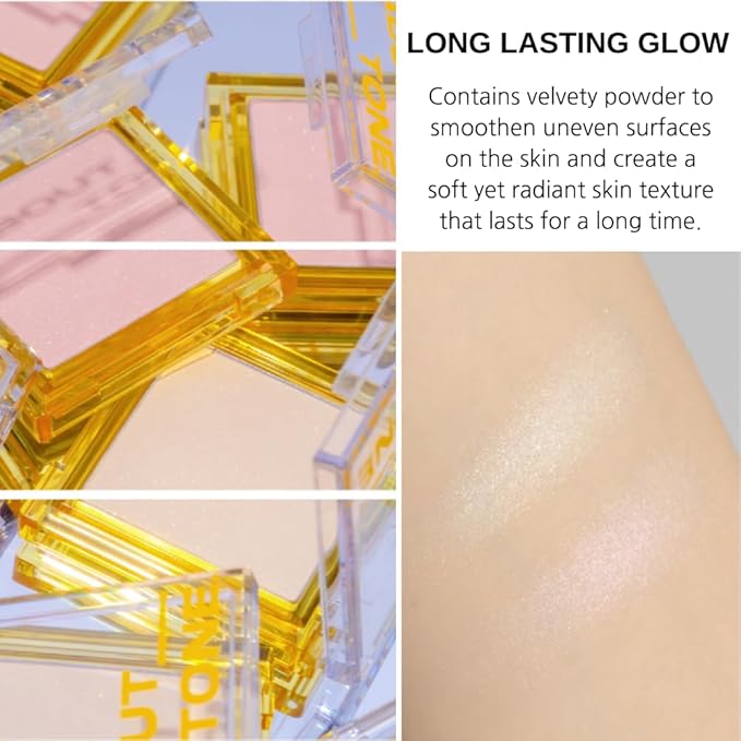 Light On Me Highlighter 2 Color - Makeup Highlighting Powder Palette, Natural Satin Glow, Lightweight Velvety Powder, Clear Sheer Pearls, Shiny Illuminator, 0.26oz (02 CANDY LIGHT)-VivaGrace Women