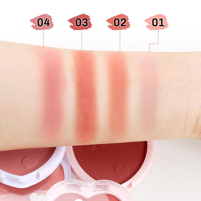 Boobeen Powder Blush Matte Pressed Blush Palette, Highly Pigmented Cream Pink Blusher for Cheeks, Blusher Compact Powder Makeup Lightweight Easily Blends, Single Color Rouge Powder-VivaGrace Women
