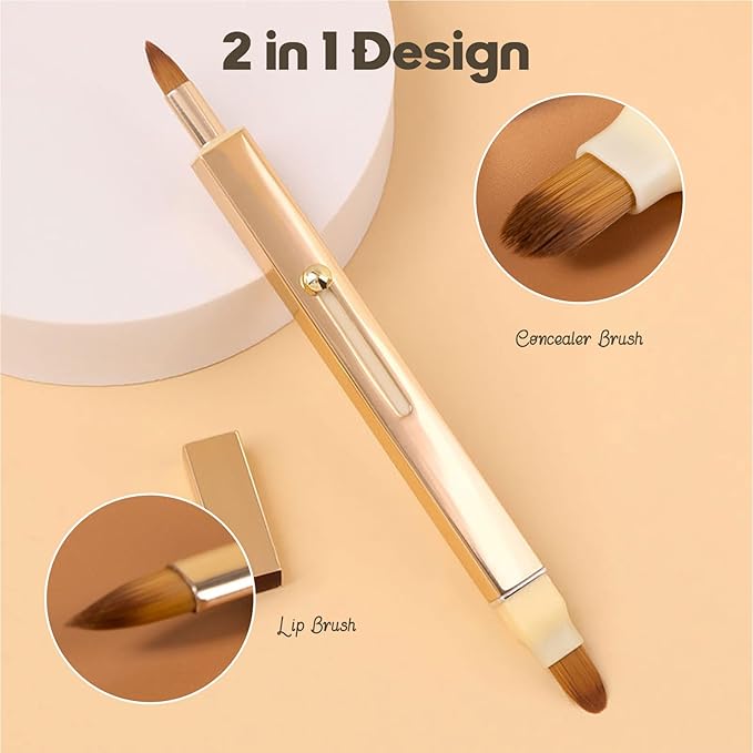 Lip Applicator Brush - 3 Pack Exquisite Professional Dustproof Retractable Lip Brush - Makeup Lipstick Lip Gloss Applicators (Pink Red Gold)-VivaGrace Women