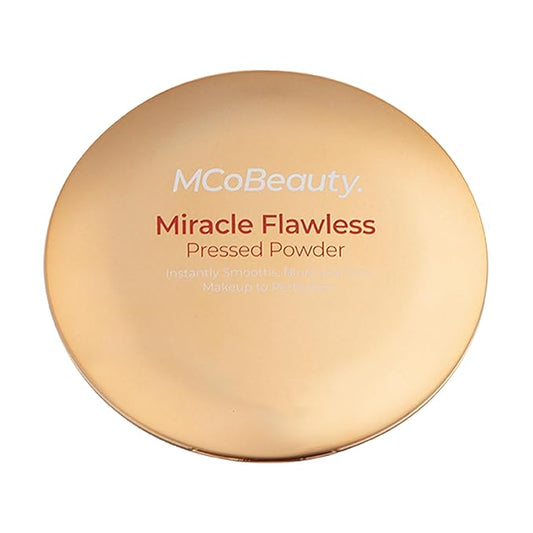 MCoBeauty Miracle Flawless Pressed Powder, Natural Medium Shade, Oil-Control, Soft-Focus Finish with Hydrating Rose Flower Extract & Sweet Almond Oil, Vegan, Cruelty Free Cosmetics-VivaGrace Women