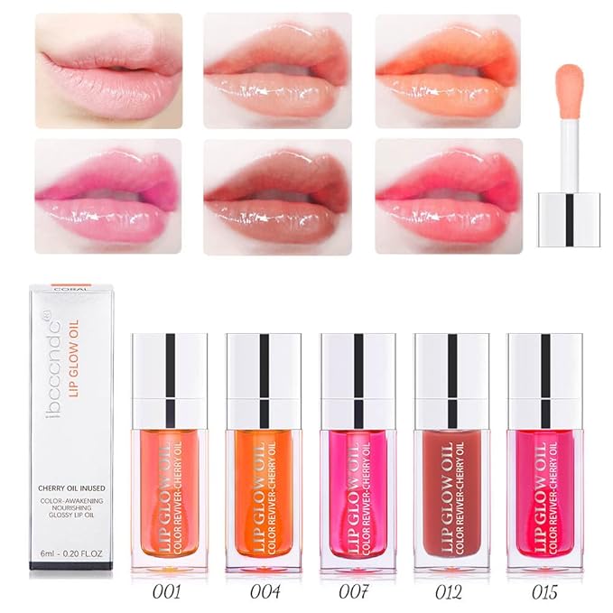 Lip Glow Oil, Care Of Lips Enjoy Lip Spa, Lip Color Oil, Hydrating Lip Balm, Lip Oil Gloss Tinted Hydrating Lip Care, Lip Lines Lip Crystal Jelly Moisturizing (004 Coral)-VivaGrace Women