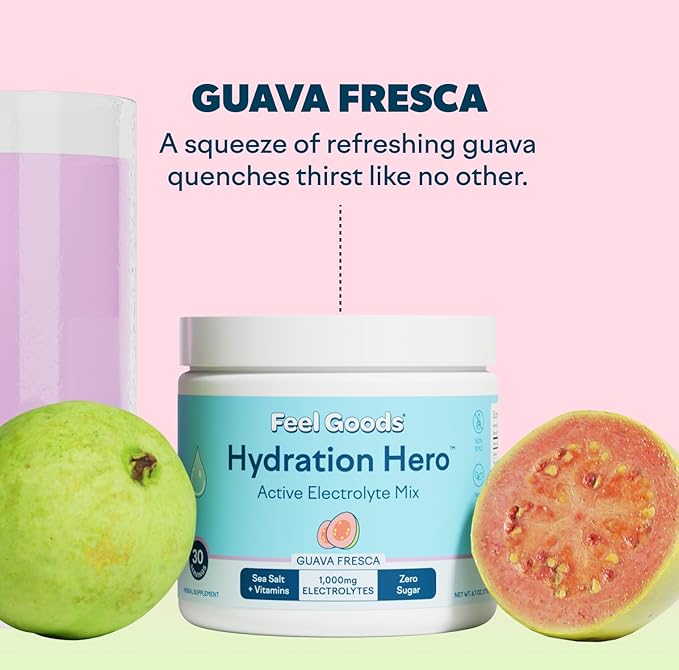 Feel Goods Hydration Hero, 1,000mg Electrolytes Powder, Sugar Free, Magnesium, Organic Aloe Vera, Organic Aloe, L Theanine, Vitamin C & B12, Non GMO, Keto, Vegan | Guava Fresca, 30 Servings-VivaGrace Women
