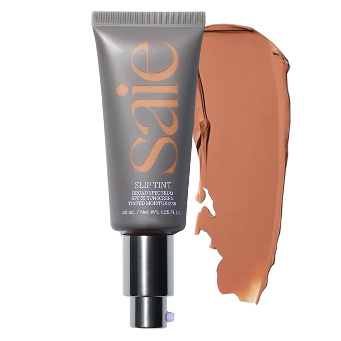 Saie Slip Tint Tinted Moisturizer with SPF 35 - Light Coverage, Glowy Skin Tint & Mineral Sunscreen for Face with Hydrating Hyaluronic Acid - Summer Makeup Essential - Shade Six (1.35 oz)-VivaGrace Women