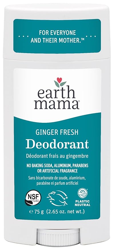 Earth Mama Ginger Fresh Deodorant | Safe for Sensitive Skin, Pregnancy and Breastfeeding, Contains Organic Ginger and Lime, No Baking Soda or Aluminum, 2.65-Ounce-VivaGrace Women
