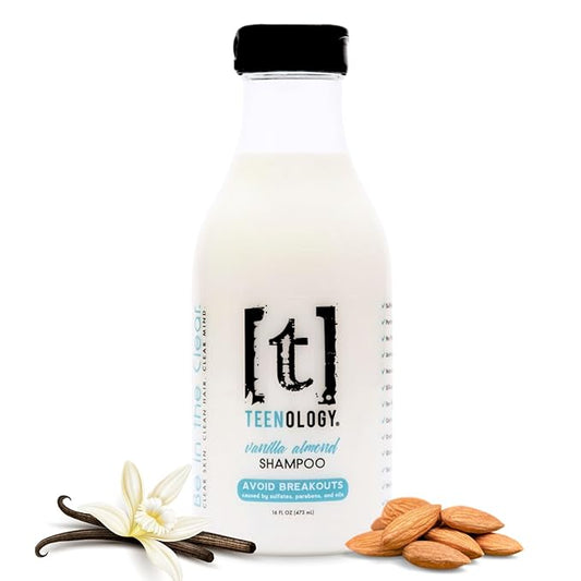 Teenology Shampoo for Teens, For Clear Skin and Healthy Hair, Natural Botanical Extracts, 16 oz. (Vanilla Almond)-VivaGrace Women