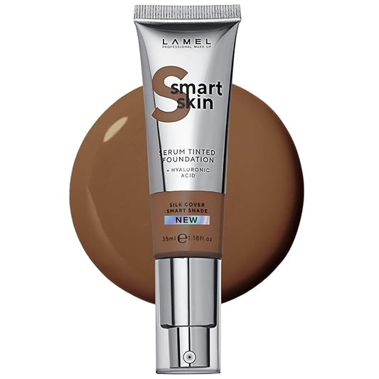 LAMEL Smartskin Serum Tinted Foundation - Hydrating & Nourishing - Hypoallergenic & Skin-Caring - Color Correcting - Anti-Aging Formula with Hyaluronic Acid, 411-1,18 fl.oz-VivaGrace Women