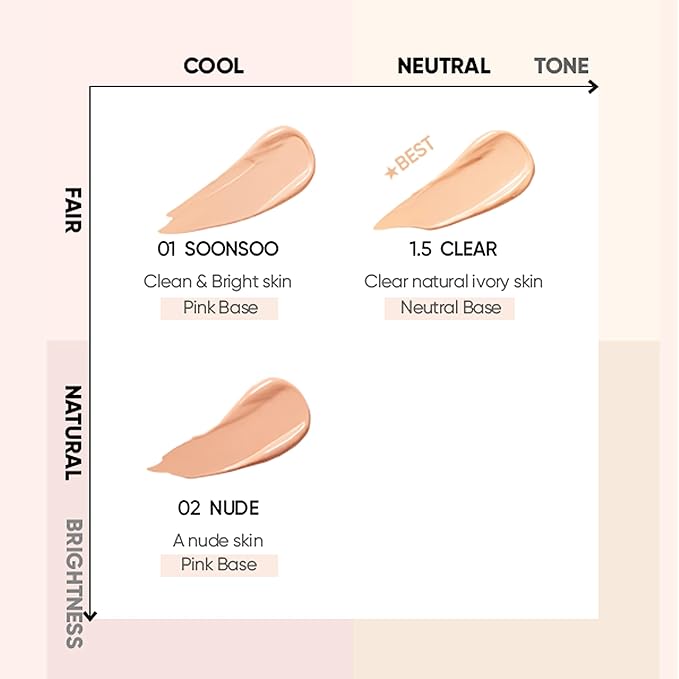 AMUSE Dew Jelly Vegan Cushion Foundation 1.5 CLEAR | dewy, glow, long-lasting, double coverage, clean beauty, lightweight, natural look, foundation for sensitive skin, hydrating cushion-VivaGrace Women