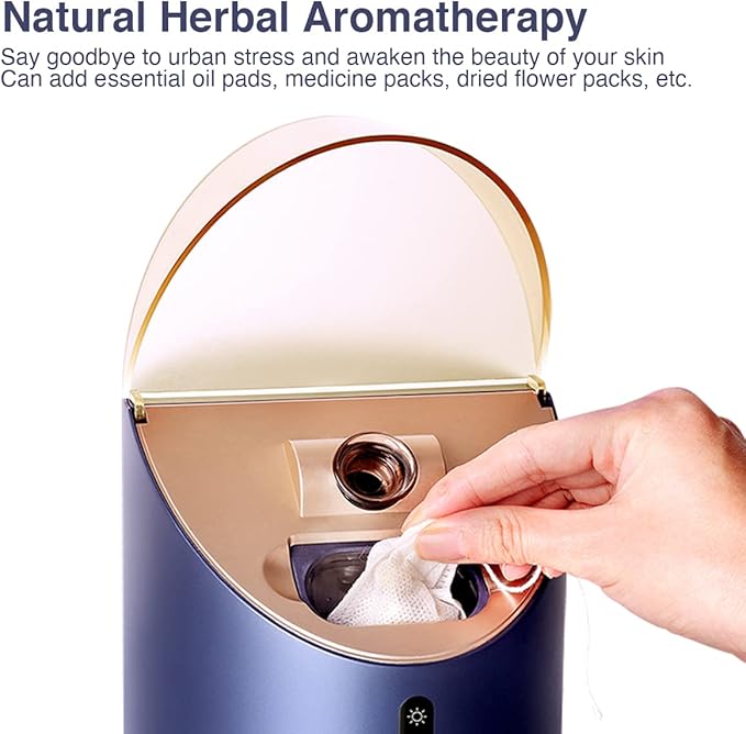 Facial Steamer DENFANY Nano Steamer Ionic Hot & Cool Mist Home SPA | 8 Steam Modes | Aromatherapy Basket | Digital LCD Screen | Extraction Set-VivaGrace Women