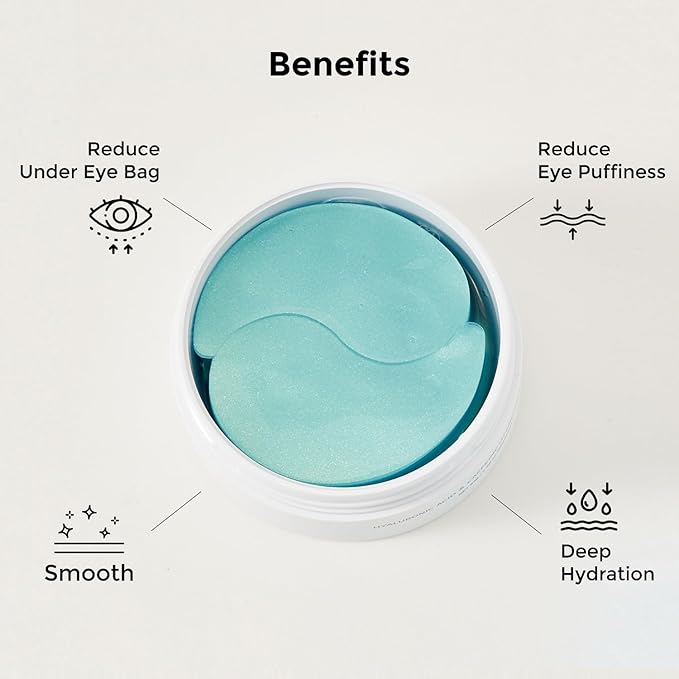 Under Eye Patches Caffeine & Hyaluronic acid (60pc), Eye Patches for Puffy Eyes, Dark Circles, Under Eye Bags, Fine Lines ㅣ Paraben free, Korean Skincare-VivaGrace Women