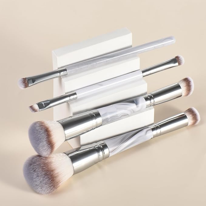 4 pcs makeup brushes, double head makeup brush set, loose powder powder blusher foundation make-up concealer eye shadow eyebrow brush, multi-purpose makeup tools-VivaGrace Women