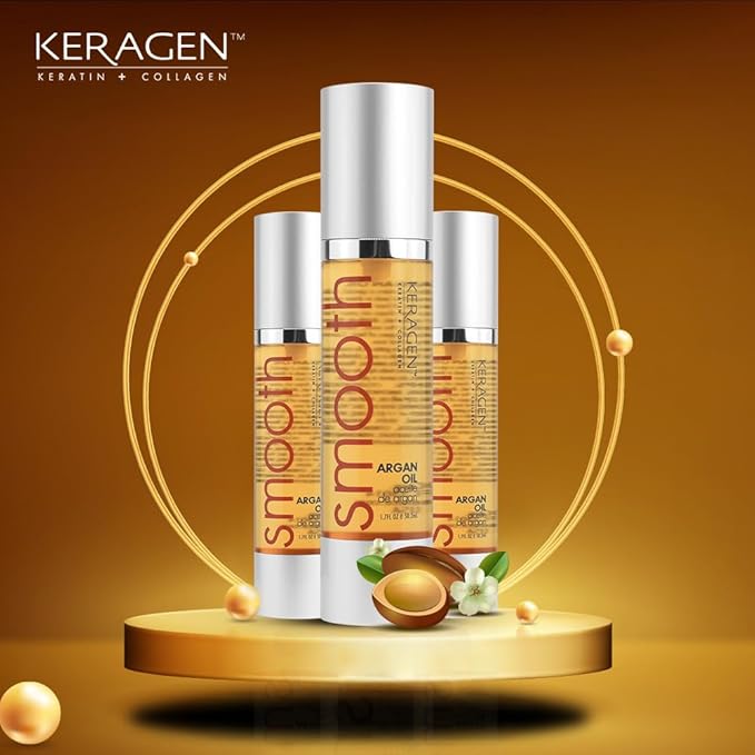 KERAGEN - Nourishing Hair Serum for Dry Damaged Hair - Argan Oil for Hair Treatment - Brilliant Shine, Heat Protection with Paraben, Phthalate and Sulfate Free Formula (1.7 Oz)-VivaGrace Women