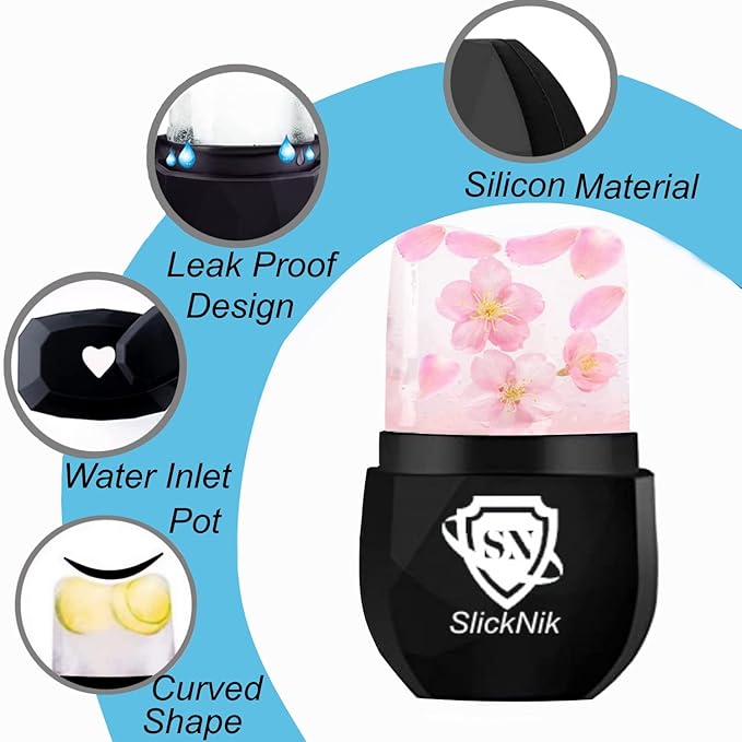 Ice Roller for Face and Eyes, Face Massager Use for Tighten & Double Skin Tone, Enhance Your Natural Glow with Ice Face Roller (Smoky Black)-VivaGrace Women