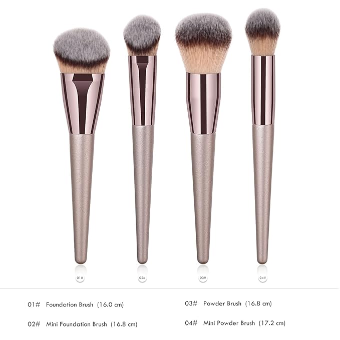 4pcs Professional Makeup Brush Set, Premium Synthetic Liquid Foundation Brush Blending Powder Tapered Kabuki Makeup Brushes Cosmetics Applicator-VivaGrace Women