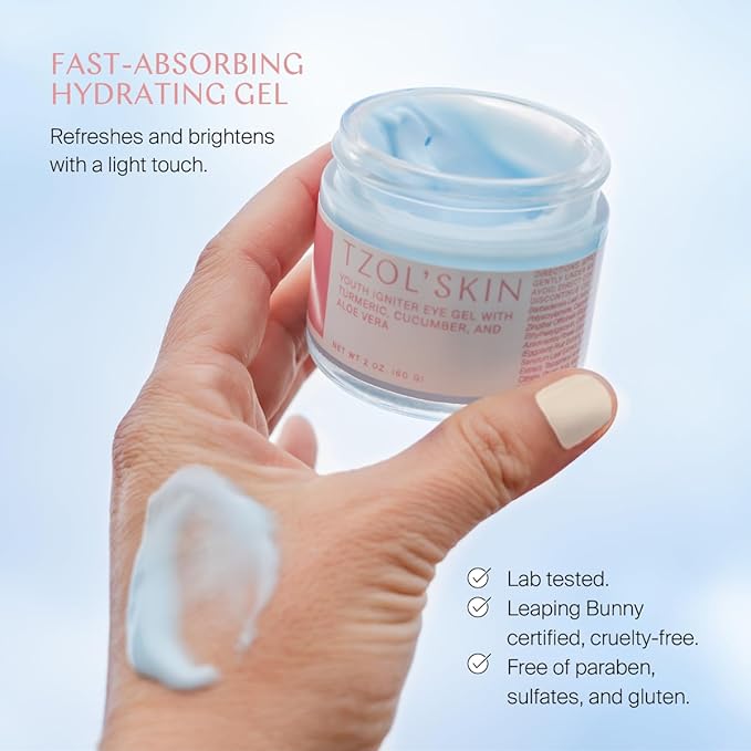 TZOL’SKIN - Youth Igniter Eye Gel - For Tired Eyes - Reduces Look of Puffiness, Fatigue & Dark Circles - Hydrating & Smoothing - Caffeinated - No Paraben, Silicones & Sulfates - Vegan - Cruelty Free-VivaGrace Women