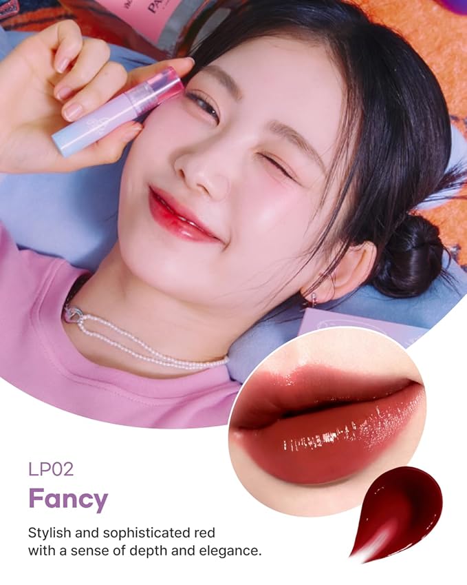 DEARMAY LA PISTE LIP TINT LP02 Fancy 0.14 oz. long lasting lip stain with glossy finish and lightweight texture, non sticky, hydrating formula with no flaking and glassy vivid tint, korean makeup-VivaGrace Women