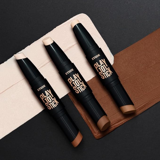ETUDE Play 101 Stick Contour Duo #2(21AD) | Creamy Shading and Highlighter Duo for Easy Contouring Makeup | Kbeauty-VivaGrace Women