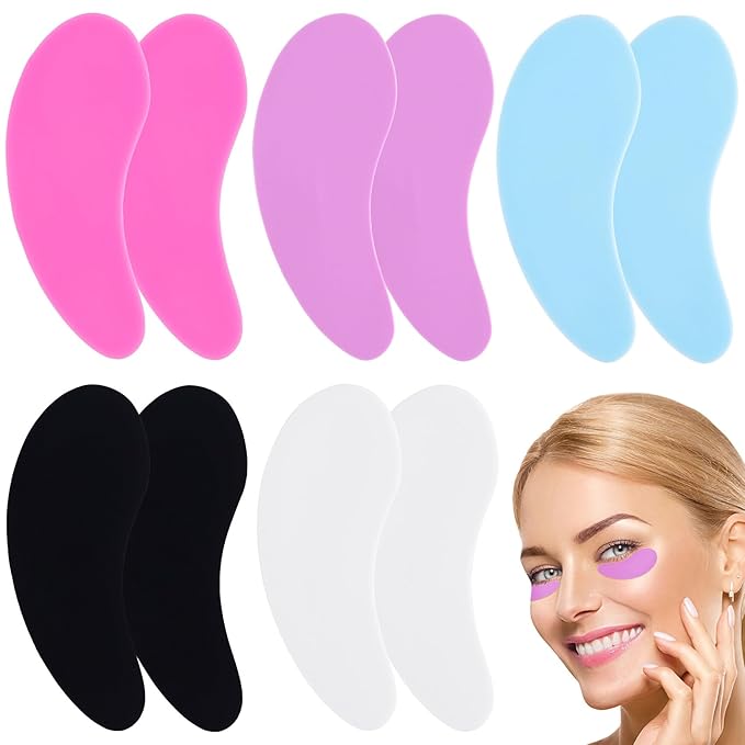 5 Pairs Under Eye Patches Silicone, Colorful Reusable Eye Mask for Dark Circles Puffiness Wrinkles Fine Lines Self Skin Care Stuff Beauty Products Weekend Gifts for Women Teen Girls-VivaGrace Women