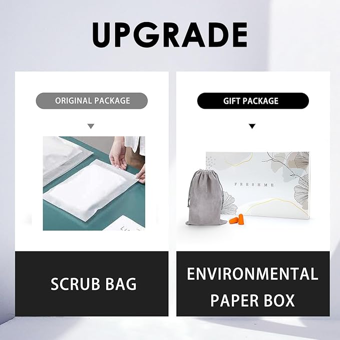 FRESHME Cotton Eye Mask for Sleeping in Gift Box - Soft and Adjustable Extensions Sleep Mask with Earplugs and Pouch for Women and Men, Blackout Cover for Night Travel Relaxation-VivaGrace Women