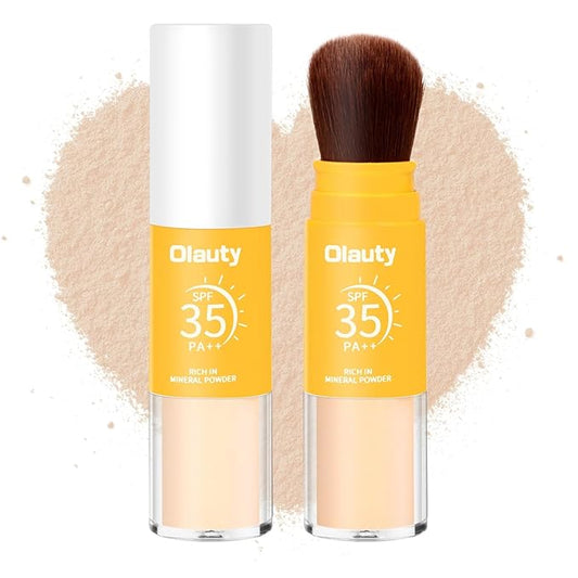 Mineral Sunscreen Setting Powder, Mineral Brush Setting Face Powder Makeup SPF 35 PA Oil Control Natural Matte Finish, Lightweight Breathable Concealer Brush Powder (Medium, 8g)-VivaGrace Women