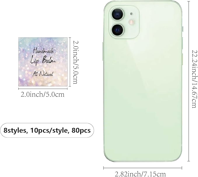 CRASPIRE 80Pcs 8 Styles Lip Balm Sticker Flash Background Self-Adhesive Homemade Lip Balm Labels Vintage Square DIY Label Stickers for Lip Balm Containers Cosmetics Lipsticks-VivaGrace Women