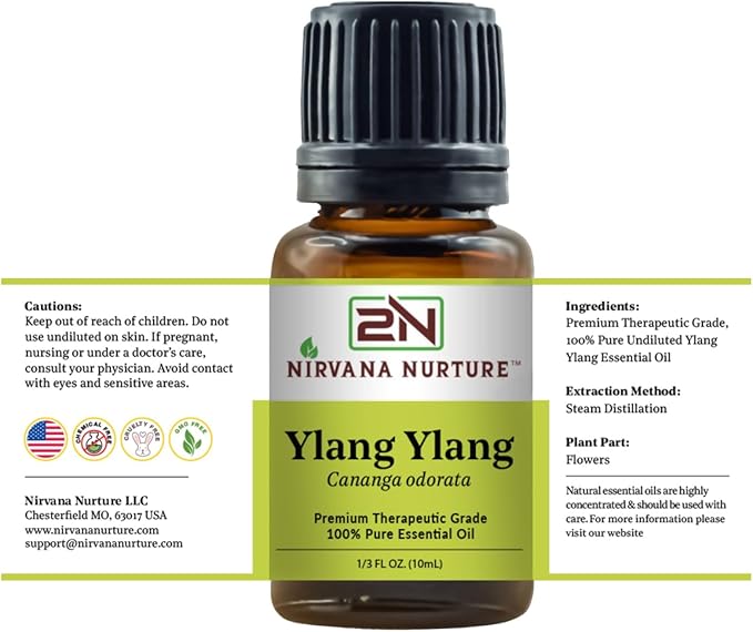 Ylang Ylang Essential Oil 100% Pure Premium Therapeutic Grade, Undiluted - Aromatherapy Diffuser for Calm and Relaxation, Skin Care, Hair Care-VivaGrace Women