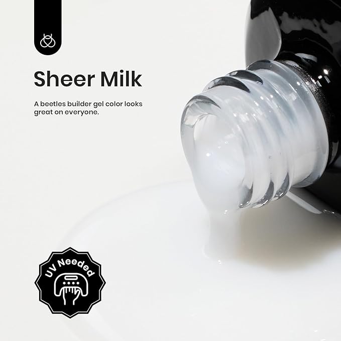 Beetles Builder Gel for Nails -15ml 7 in 1 Milky White Nail Strengthener Gel for Building Apex & Nails Extension DIY Salon Nail Art Design Beauty Gift Sets for Mom Women-VivaGrace Women