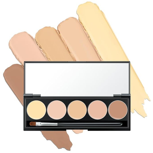 5 In 1 Multi-Use Correcting Concealer Palette,Waterproof Long Lasting Contour Palette,Professional Creamy Concealer Kit for Women,Easy to Create Full Coverage and Natural Finish.#4-VivaGrace Women