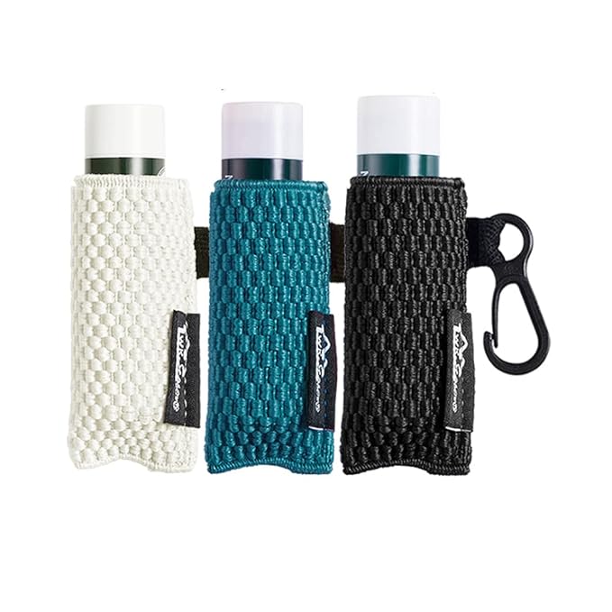 WKieason Lip Balm Holder Sleeve with Keychain Lipstick Sleeve Holder Tight-knit Elastic Holder (Black/blue/beige)-VivaGrace Women
