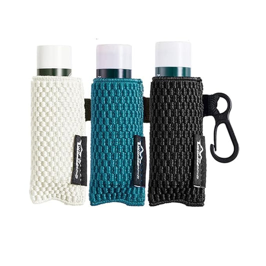 WKieason Lip Balm Holder Sleeve with Keychain Lipstick Sleeve Holder Tight-knit Elastic Holder (Black/blue/beige)-VivaGrace Women