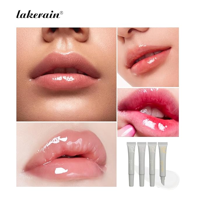 Peptide Lip Treatment Lip Care Gel - Moisturizing Lip Essence Absorption | Nourishing and Hydrating Dry Lips Butter, Organic Plant-Based Balm Lip Oil Essence Lip Gloss Lip Mask (03 Salted Carame)-VivaGrace Women