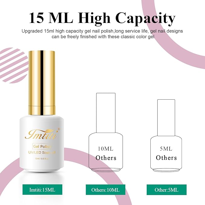 Imtiti Gel Nail Polish, 1 Pcs 15ml Green Color Gel Polish Soak Off Nail Art Manicure Salon DIY Nail Lamp Gel Nail Design Decoration at Home Gift for Women, 0.5 Fluid Ounces