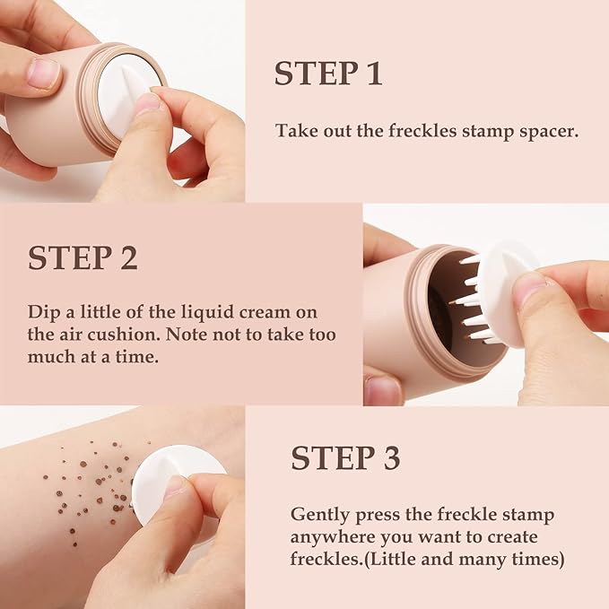Boobeen Freckle Stamp Face Freckles Air Cushion Liquid Freckle Makeup Stamp Waterproof Fake Freckle Pen Long Lasting Quick Dry Small Spot Freckle Makeup, Create Natural Freckles Makeup-VivaGrace Women