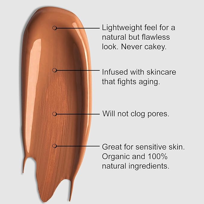 Organic Aloe-Based LUX Liquid Foundation, Natural Vegan Gluten-Free Made in USA, Espresso-VivaGrace Women