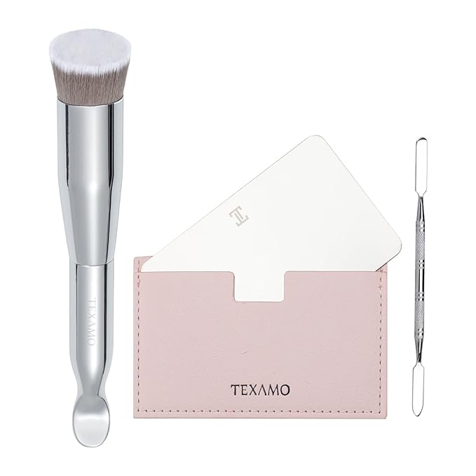 Foundation Makeup Spatula Mixing Makeup Palette Spatula Foundation Brush, Makeup Spatula and Palette Set, Spatula for Makeup Professional Makeup Tool(Foundation Bruh+Spatula+Palette)-VivaGrace Women