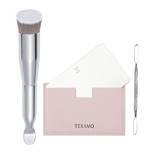 Foundation Makeup Spatula Mixing Makeup Palette Spatula Foundation Brush, Makeup Spatula and Palette Set, Spatula for Makeup Professional Makeup Tool(Foundation Bruh+Spatula+Palette)-VivaGrace Women