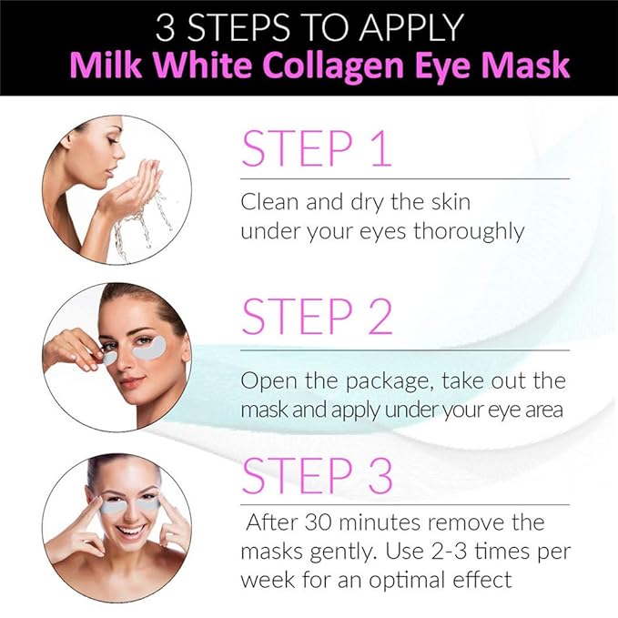 Under Eye Patches - 30 Pairs Collagen Eye Mask Eye Patches for Puffy Eyes and Dark Circles, Anti Aging Moisturizing Gel Eye Pads Under Eye Mask, Milk White-VivaGrace Women