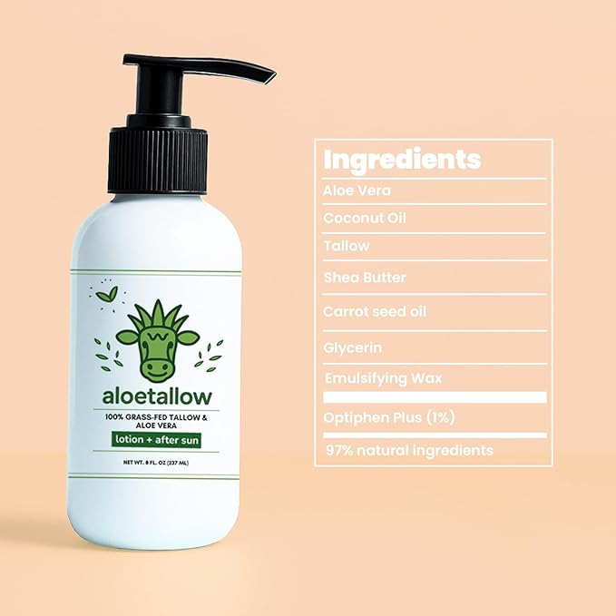 After Sun Lotion for Sunburn Relief & Tan Extender – Aloe Vera & Grass Fed Tallow with Shea & Cocoa Butter – Non-Toxic Daily Body Moisturizer for Dry Skin, Face & After Tanning-VivaGrace Women