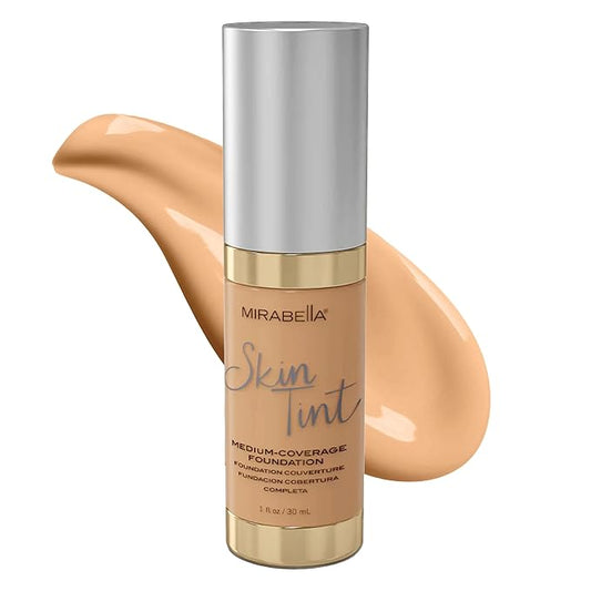 Mirabella Skin Tint Creme Liquid Foundation Makeup, Oil-Free Mineral Foundation for Medium Coverage - w/Hyaluronic Acid, Squalane, & Allantoin for All Skin Types - IIN Neutral-VivaGrace Women